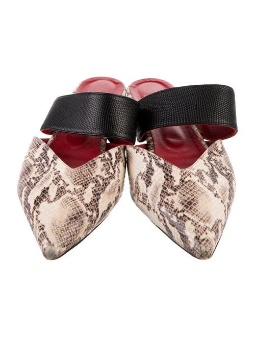 Anine Bing Embossed Leather Animal Print Mules