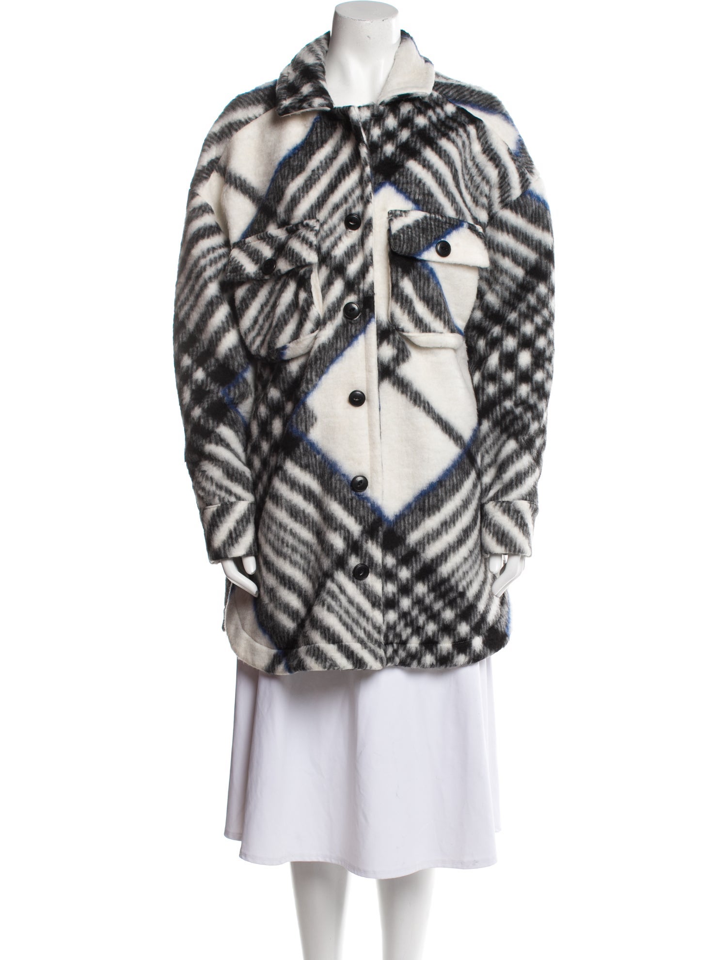 Anine Bing Plaid Print Coat