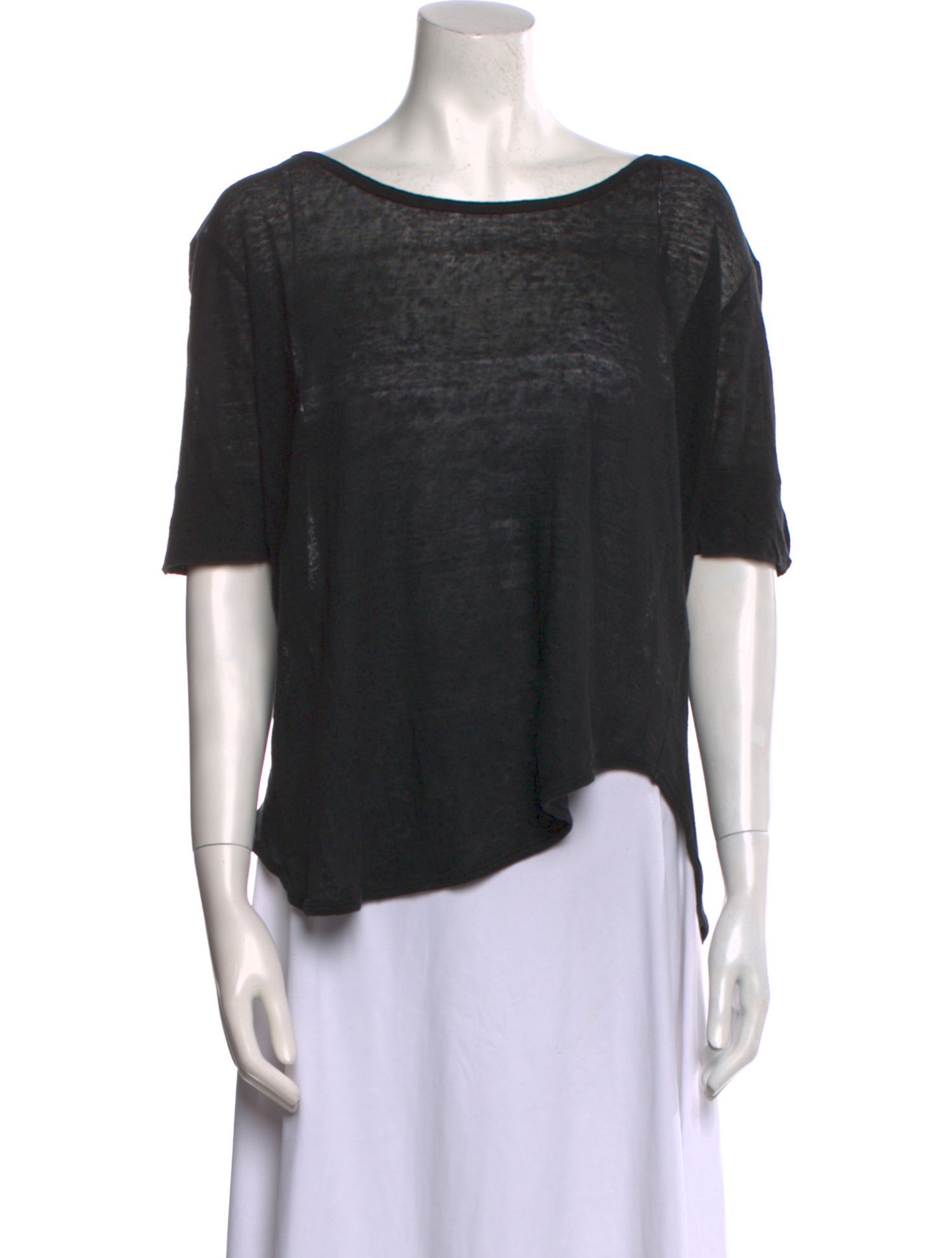 Anine Bing Linen Bateau Neckline T-Shirt