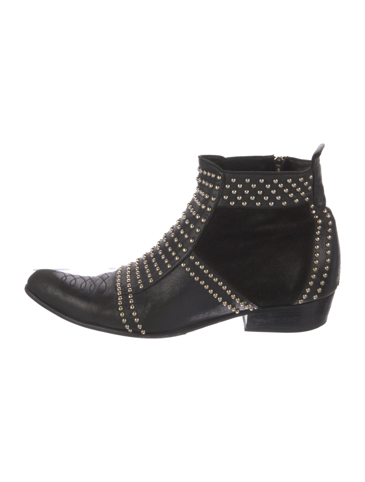 Anine Bing Leather Studded Accents Western Boots