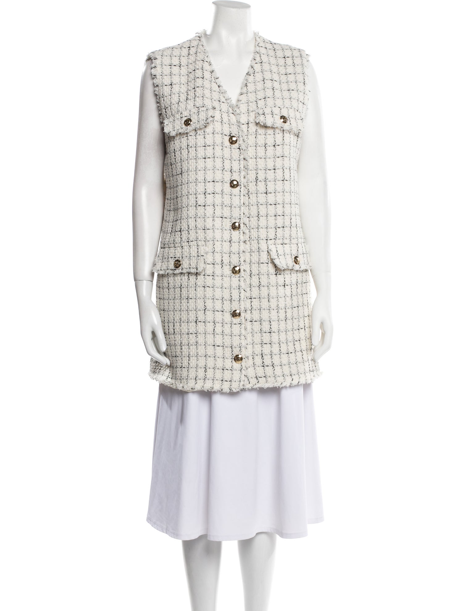 Anine Bing Tweed Plaid Print Peacoat