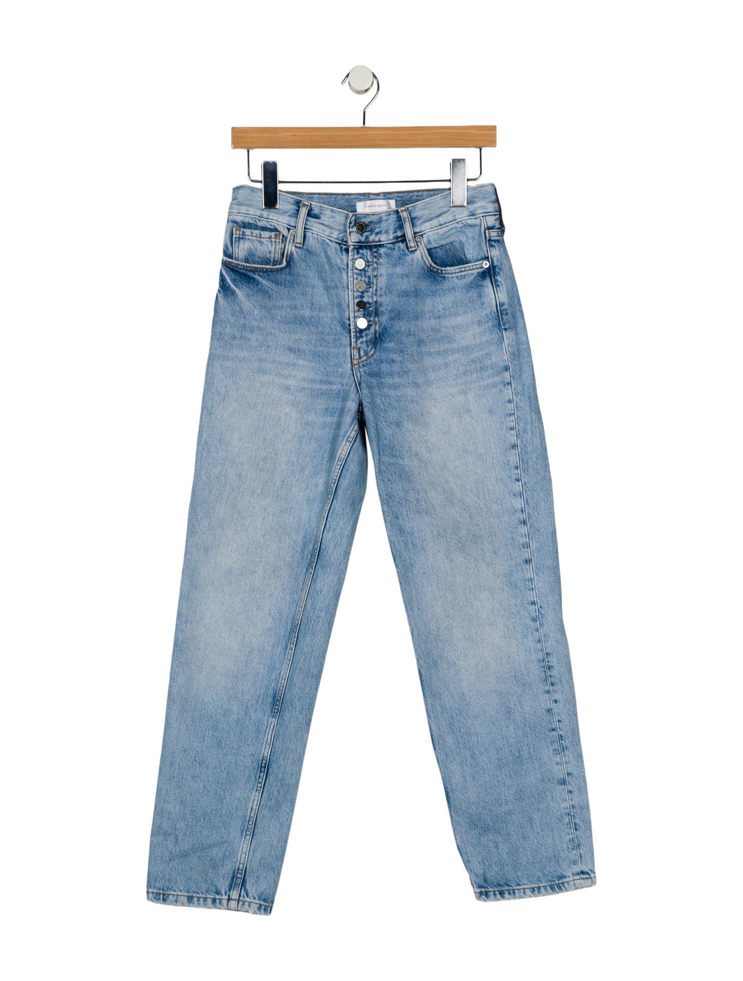Anine Bing Mid-Rise Straight Leg Jeans