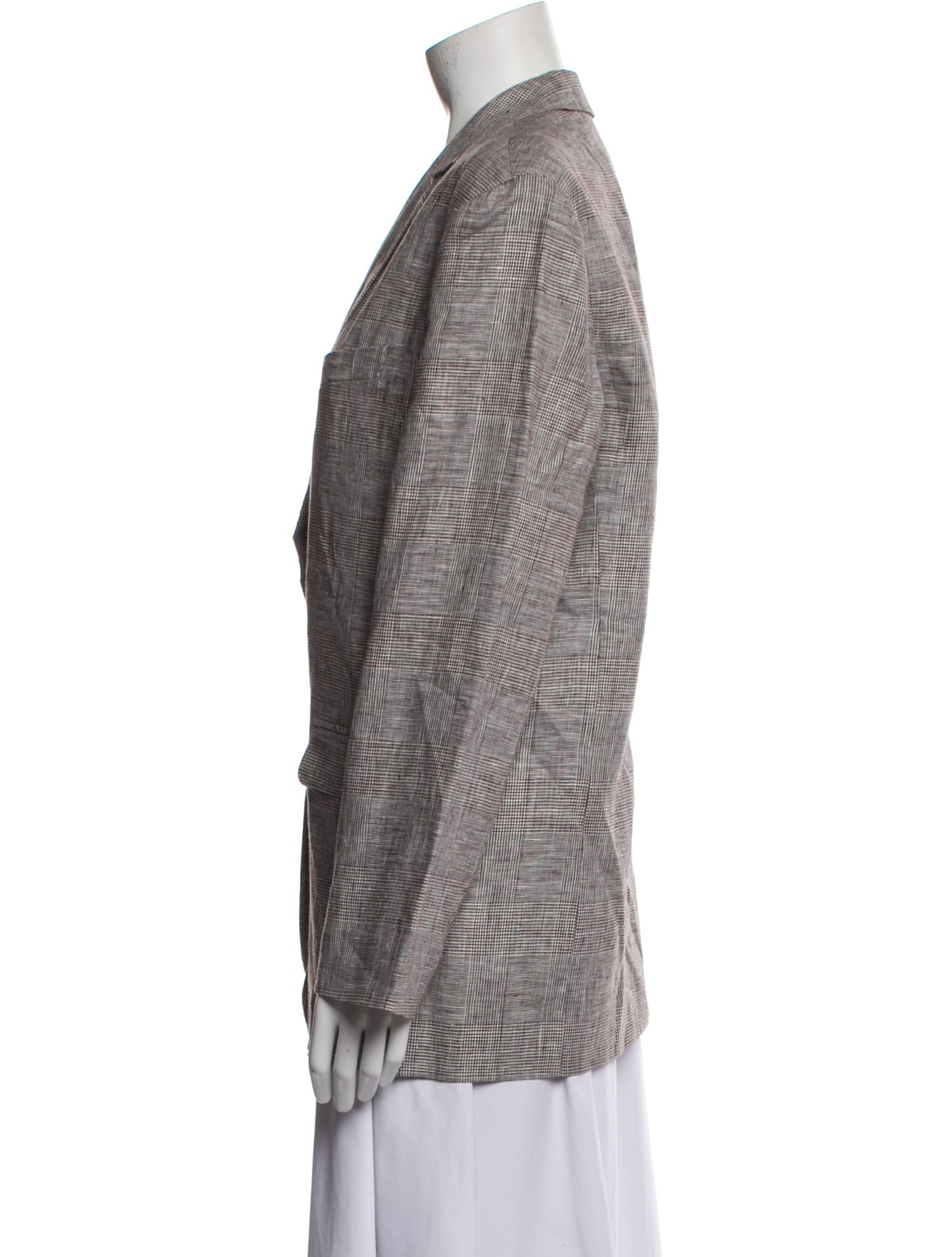 Anine Bing Linen Plaid Print Blazer w/ Tags