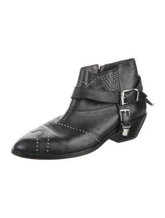 Anine Bing Leather Studded Accents Western Boots