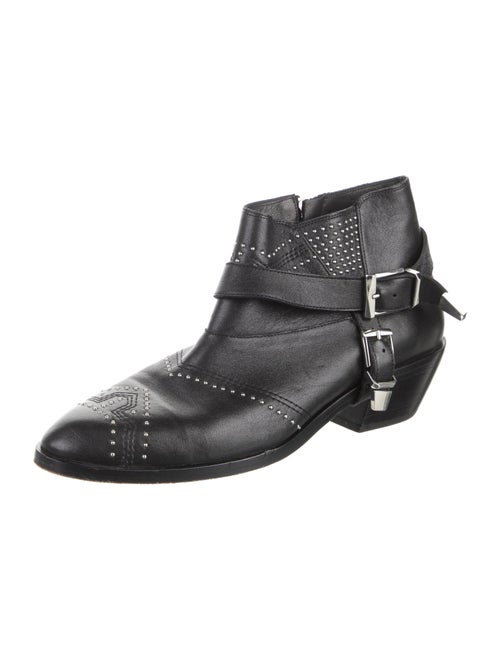 Anine Bing Leather Studded Accents Western Boots