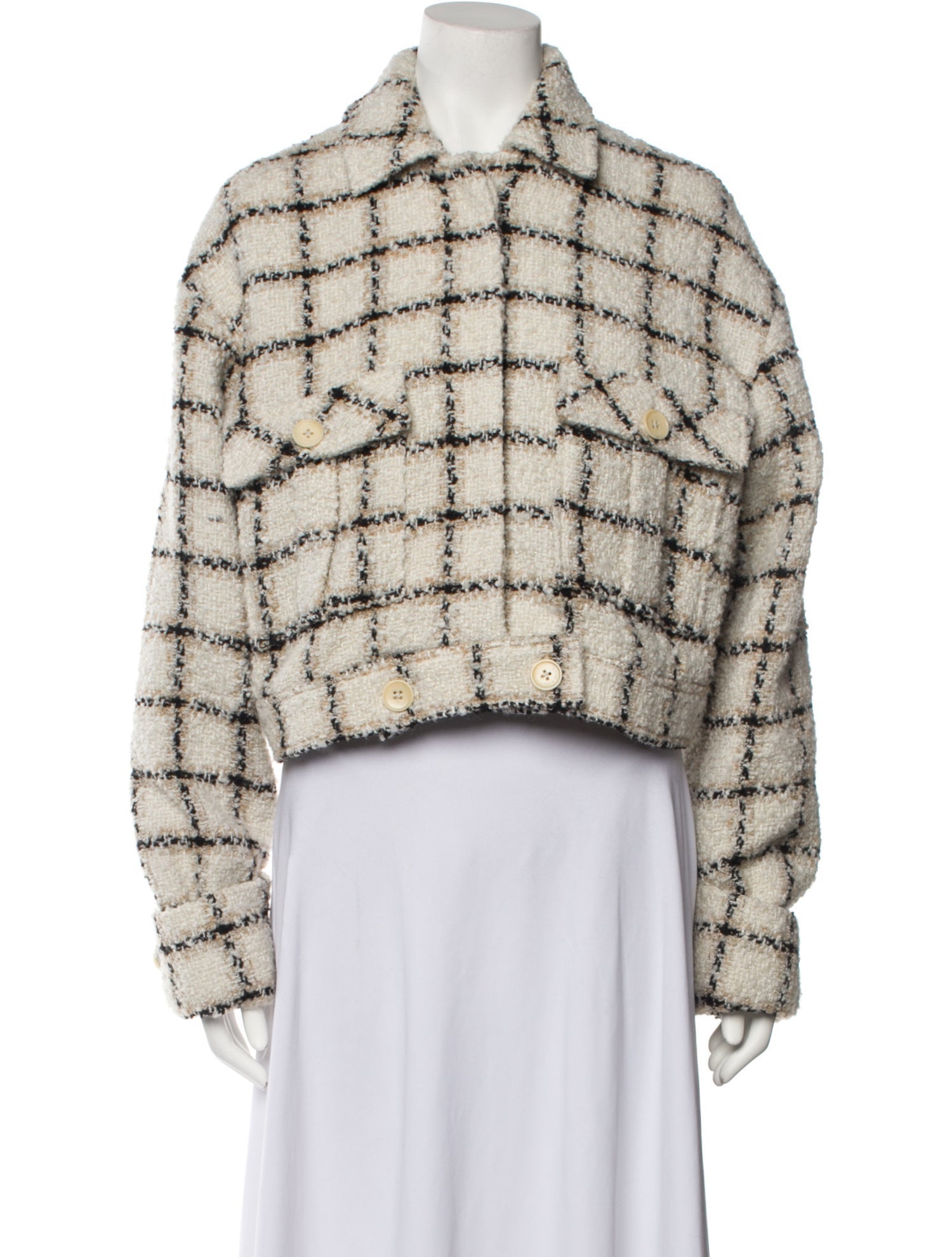 Anine Bing Plaid Print Denim Jacket