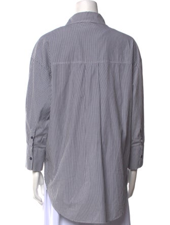 Anine Bing Striped Three-Quarter Sleeve Button-Up Top