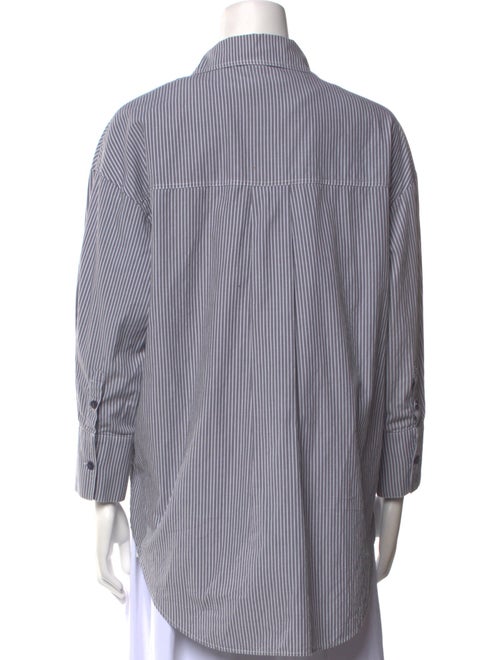 Anine Bing Striped Three-Quarter Sleeve Button-Up Top