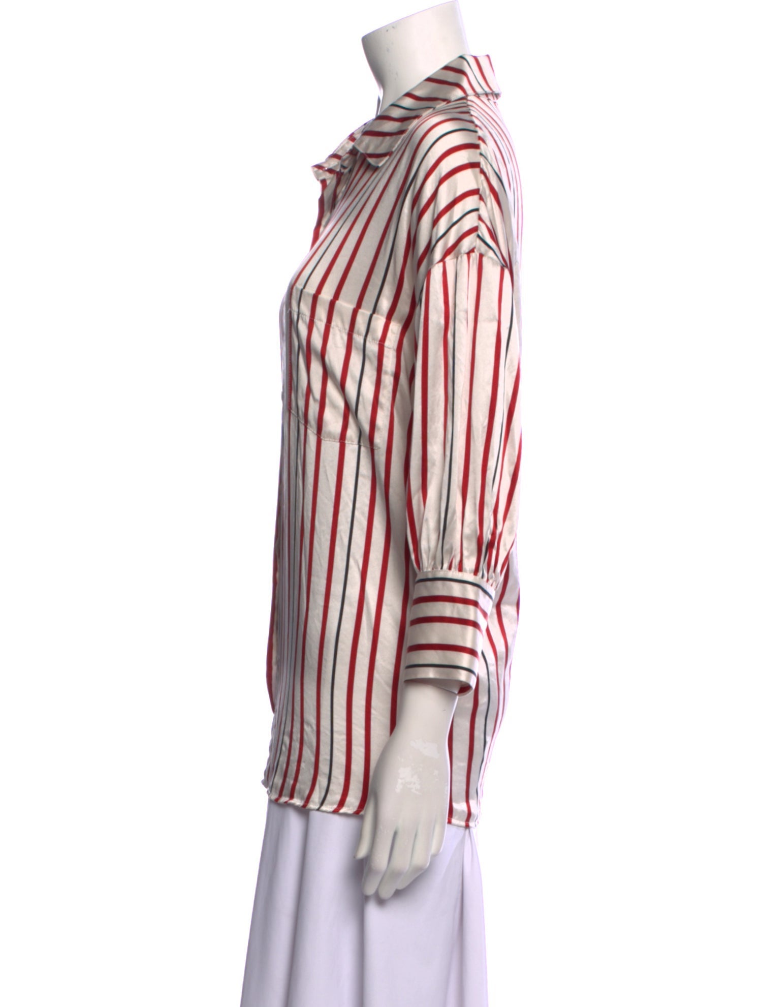 Anine Bing Silk Striped Button-Up Top