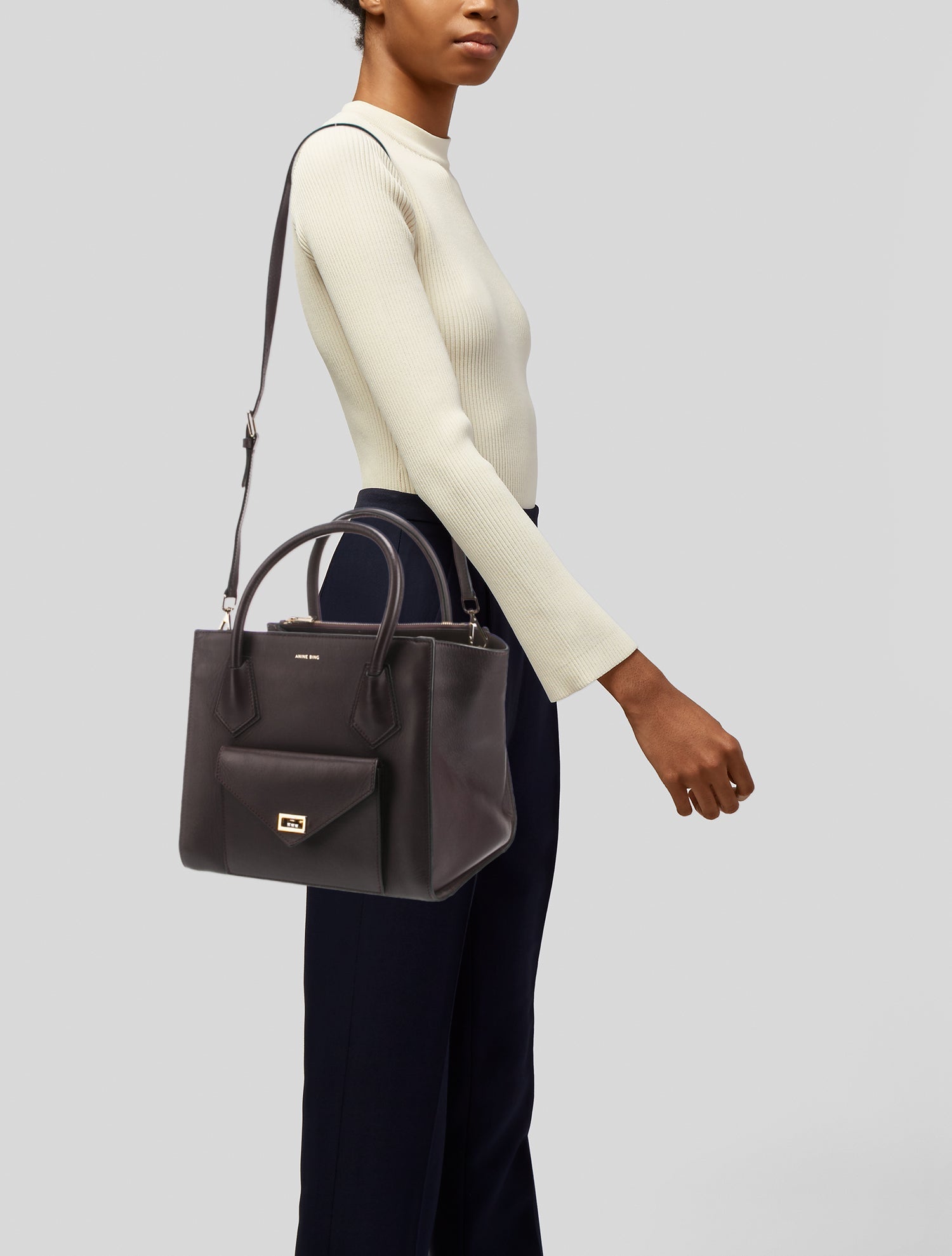 Anine Bing Leather Top Handle Bag