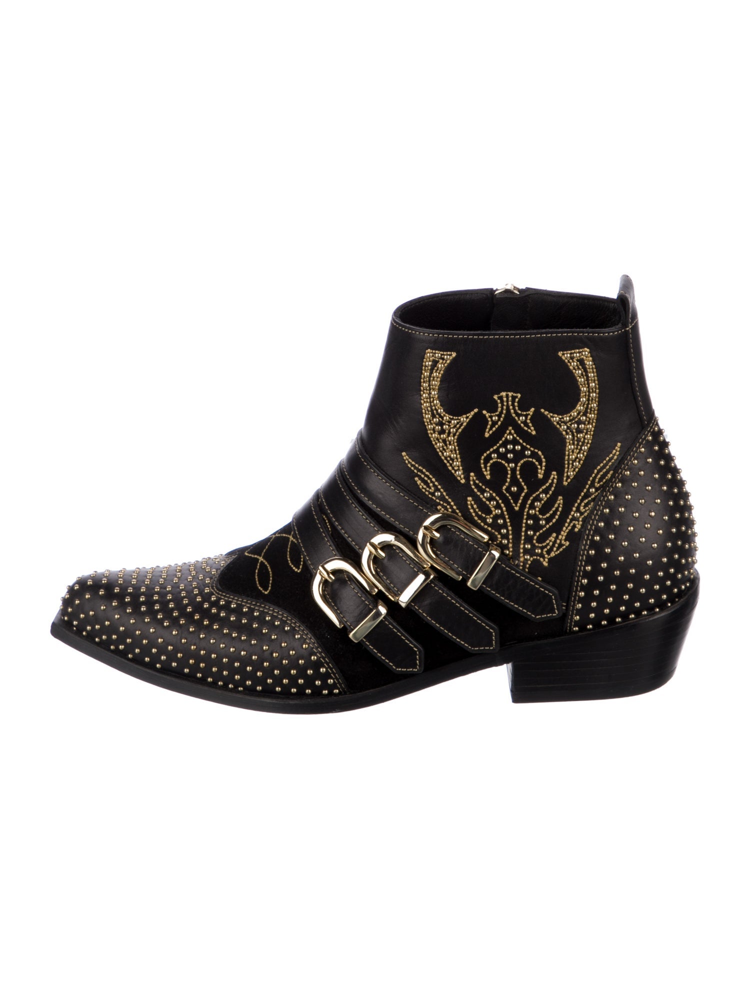 Anine Bing Leather Studded Accents Moto Boots