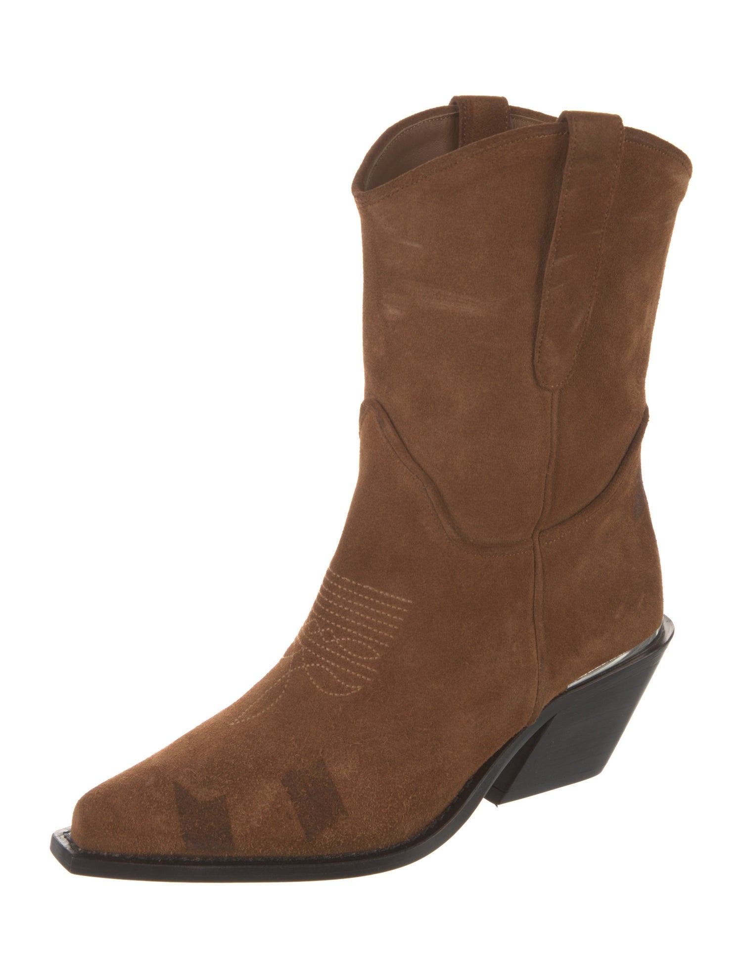 Anine Bing Suede Colorblock Pattern Western Boots