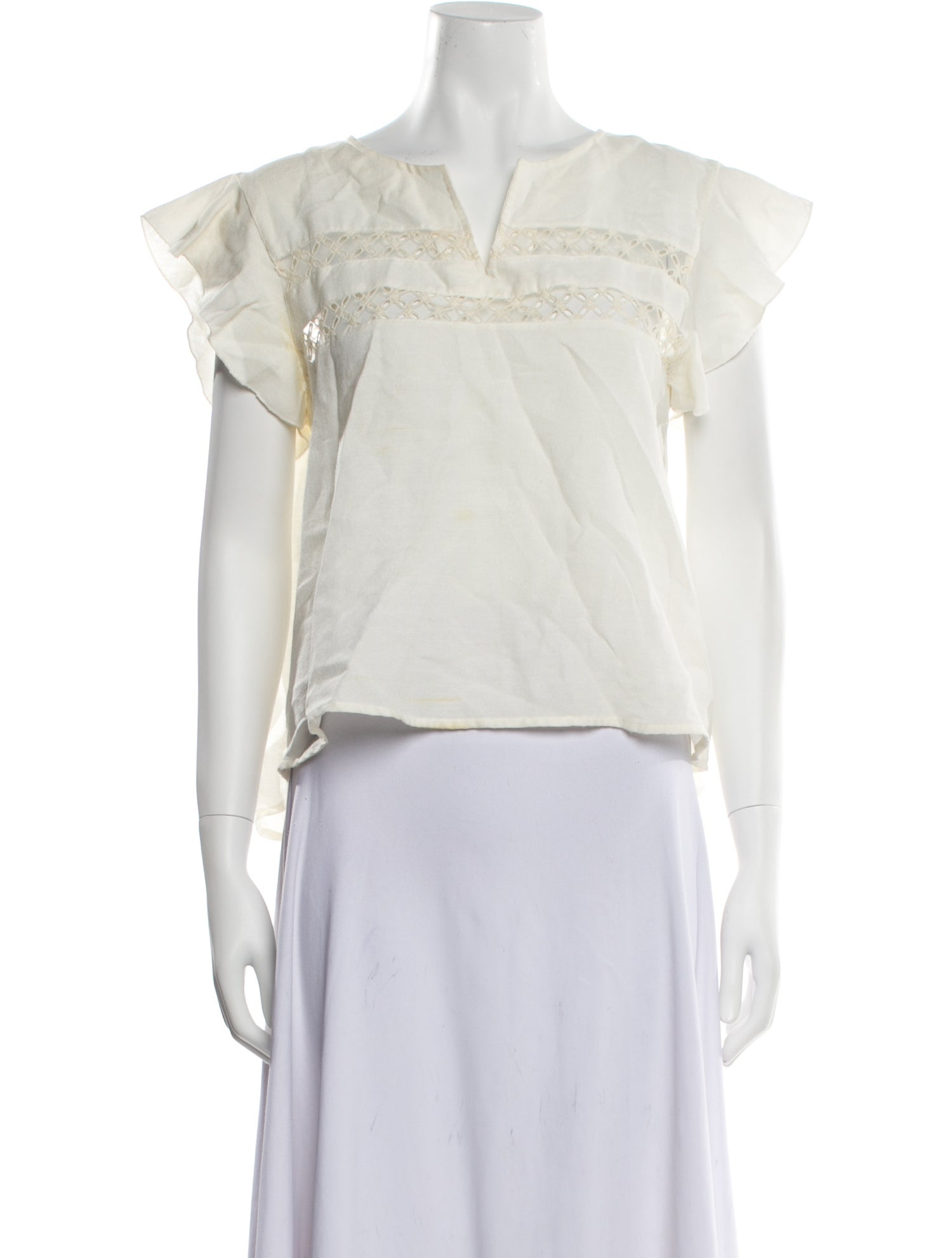 Anine Bing V-Neck Short Sleeve Crop Top