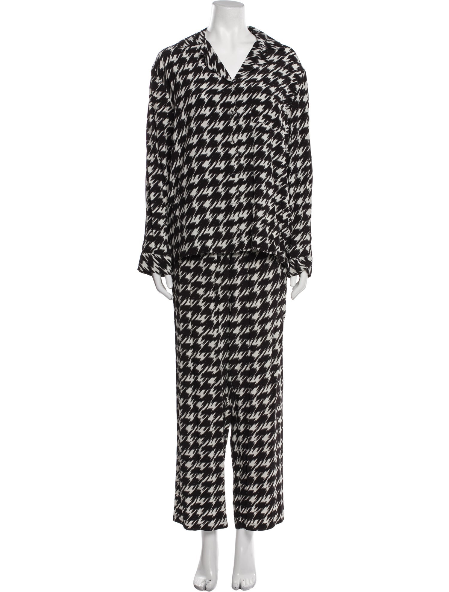 Anine Bing Houndstooth Print Pant Set