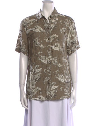 Anine Bing Printed Short Sleeve Button-Up Top