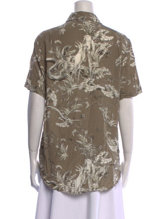 Anine Bing Printed Short Sleeve Button-Up Top
