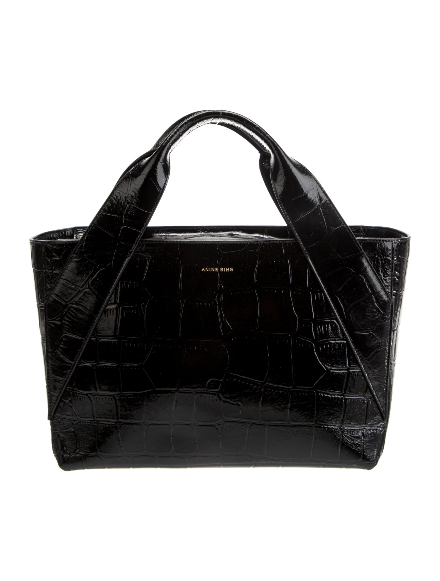 Anine Bing Embossed Leather Top Handle Bag
