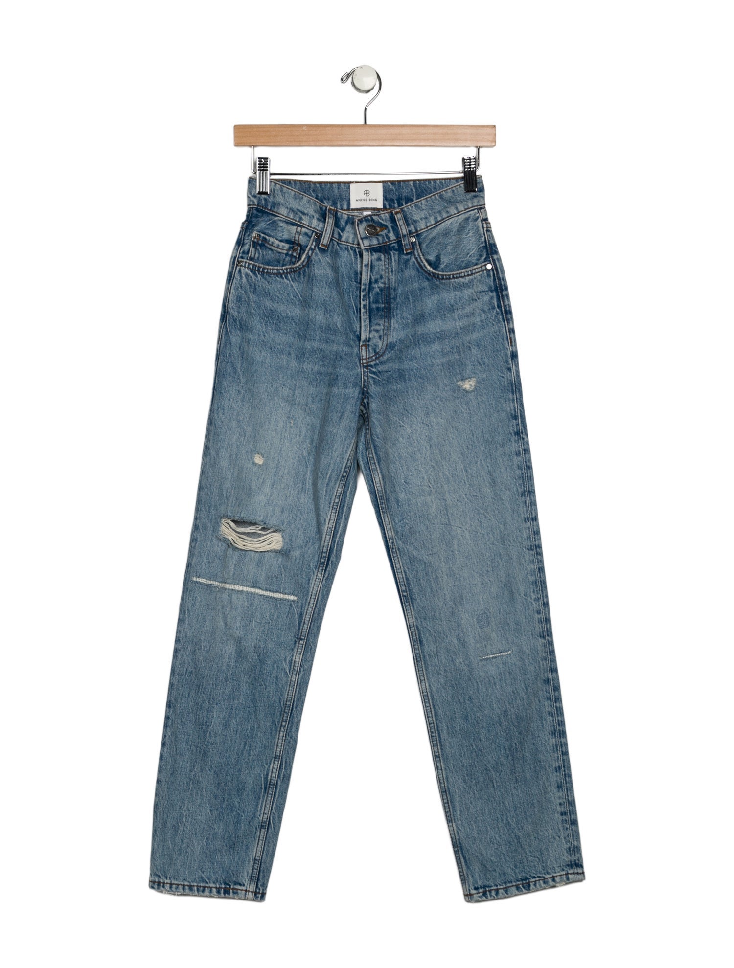 Anine Bing Mid-Rise Straight Leg Jeans