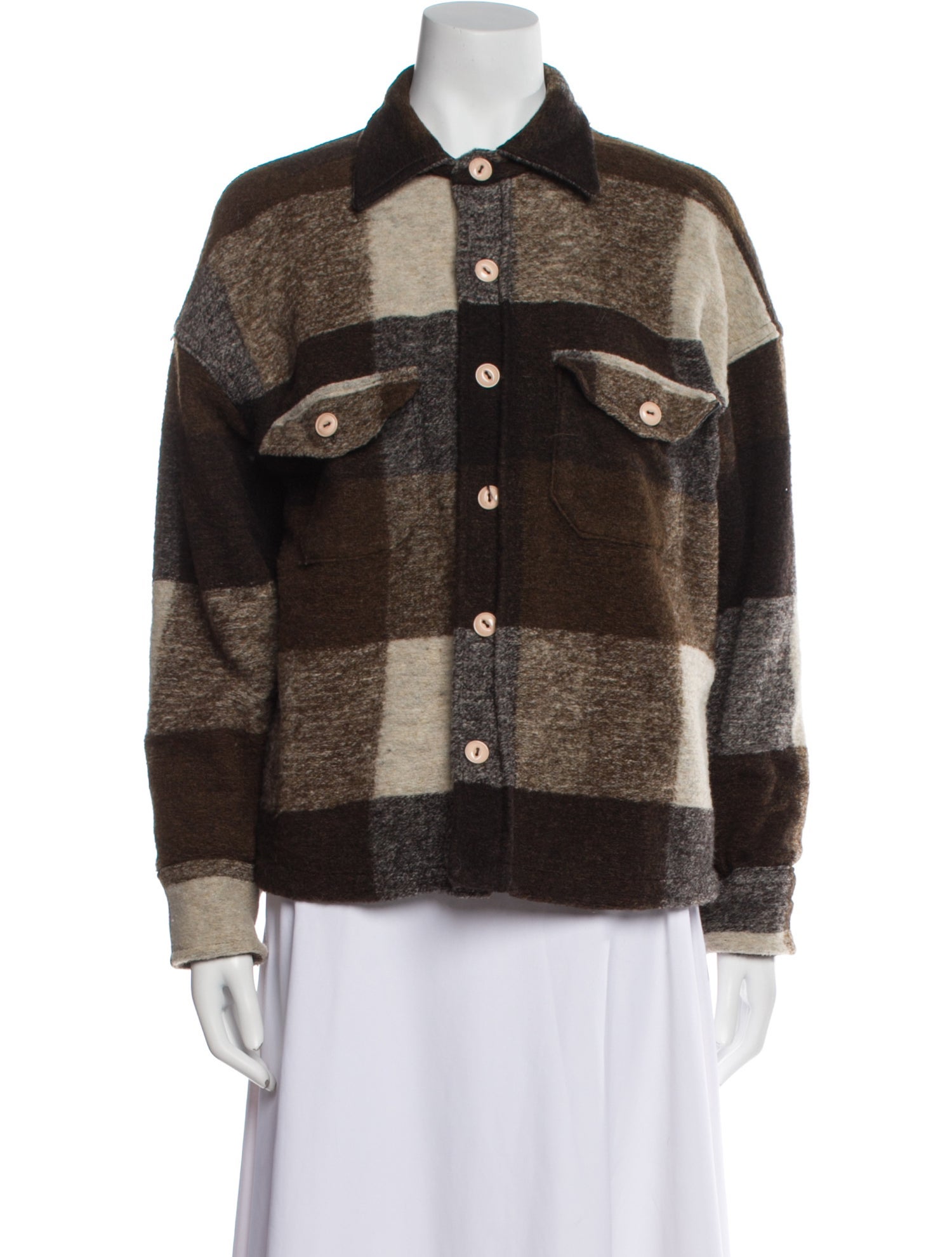 Anine Bing Wool Plaid Print Jacket