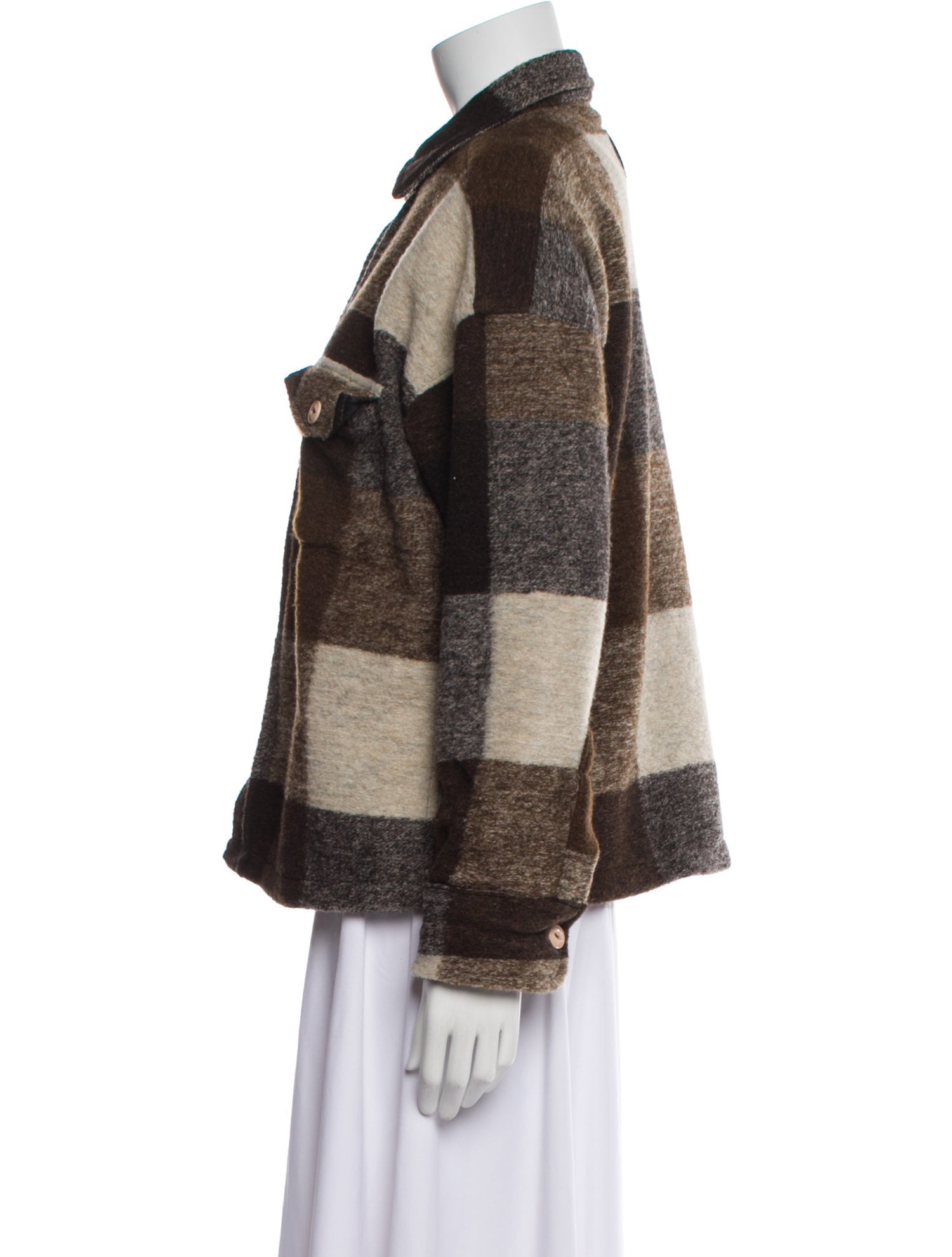 Anine Bing Wool Plaid Print Jacket