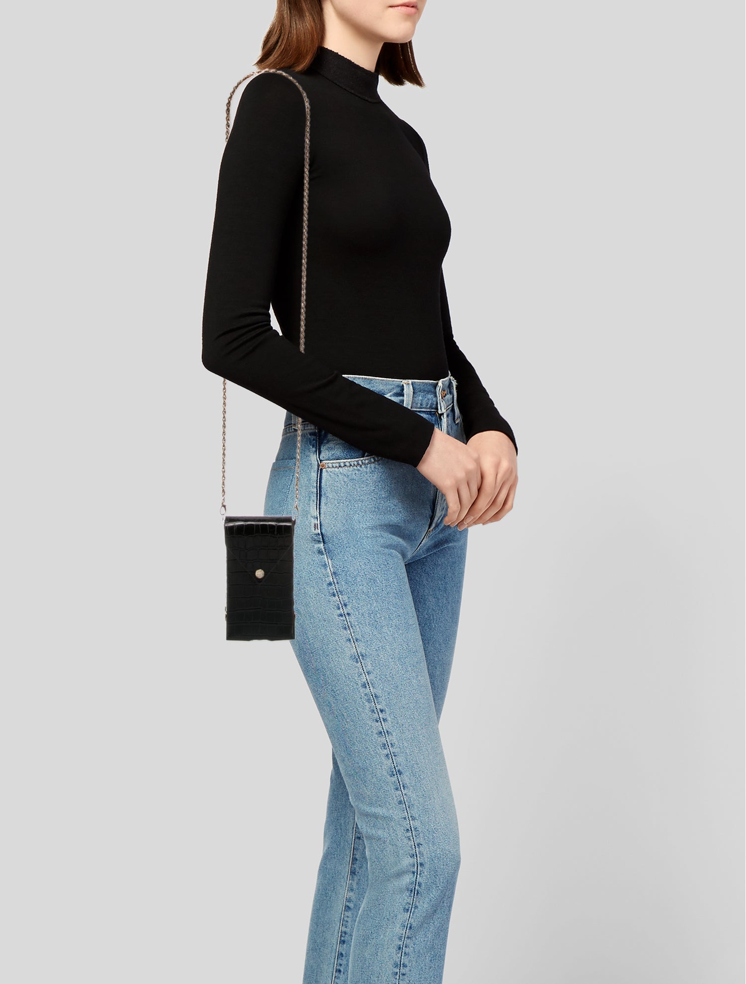 Anine Bing Embossed Leather Crossbody Bag