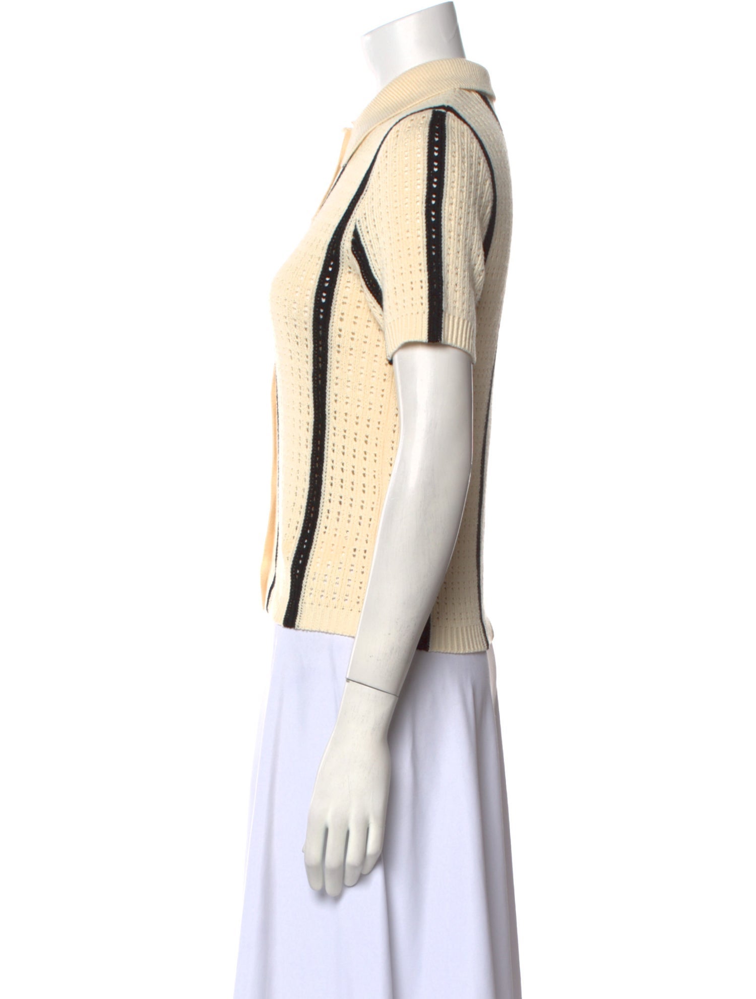 Anine Bing Striped Short Sleeve Polo