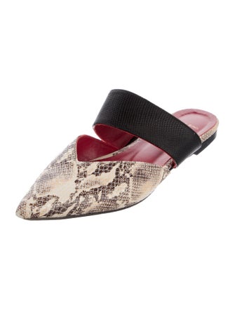 Anine Bing Embossed Leather Animal Print Mules