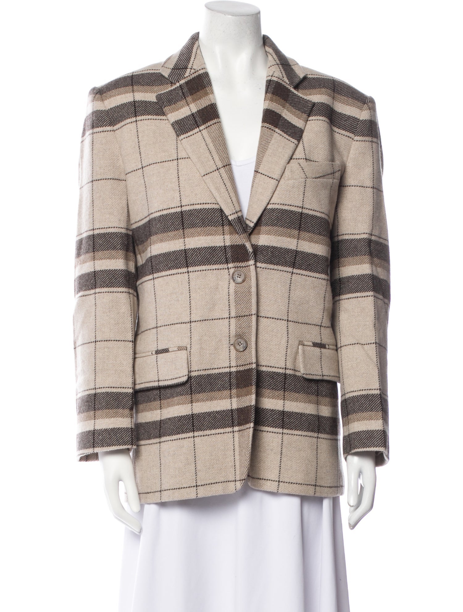Anine Bing Wool Plaid Print Blazer w/ Tags
