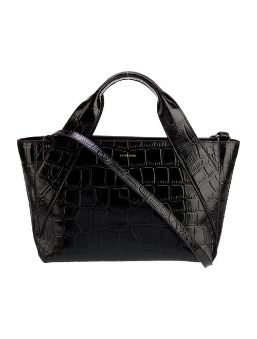 Anine Bing Embossed Leather Top Handle Bag