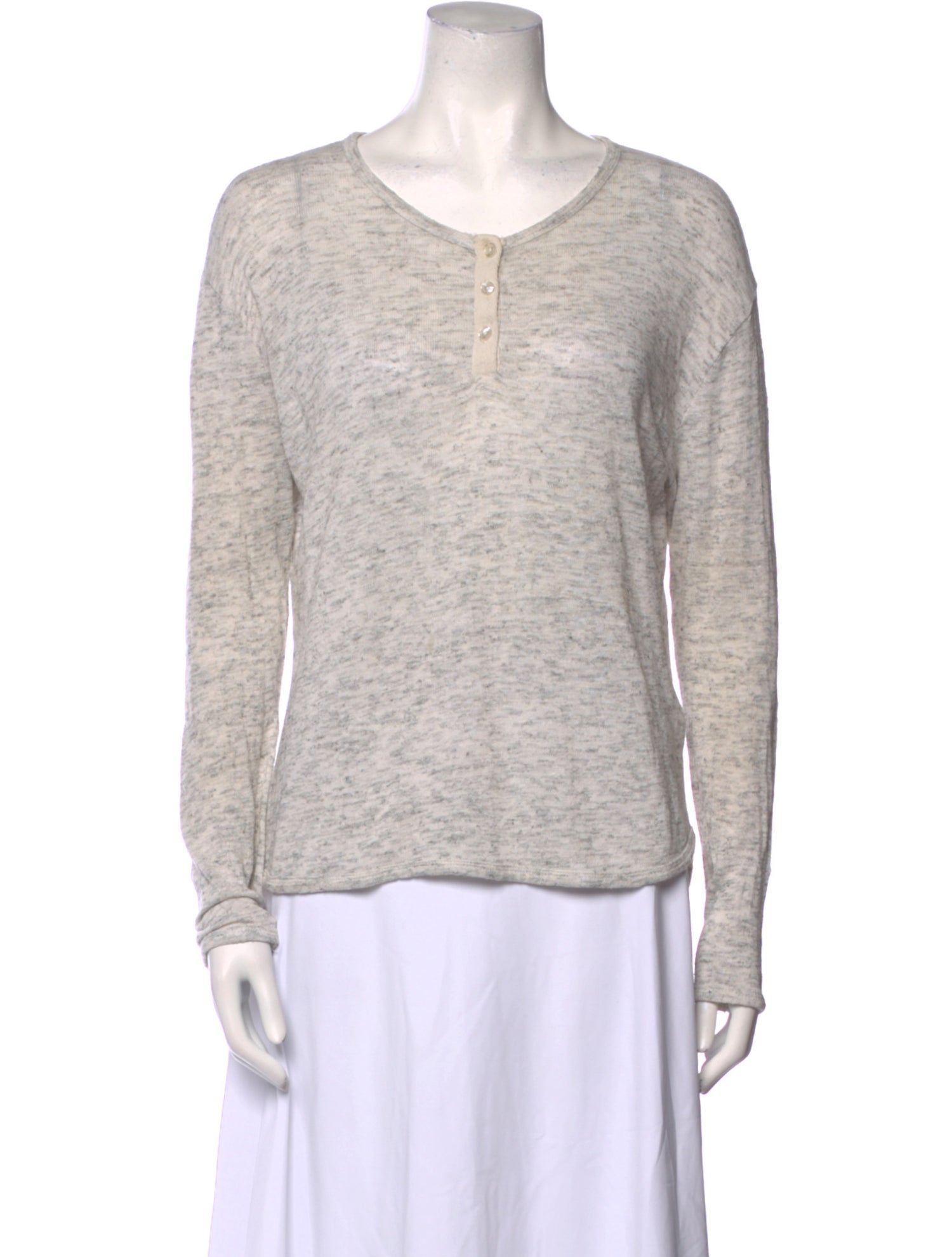 Anine Bing Linen V-Neck Sweatshirt