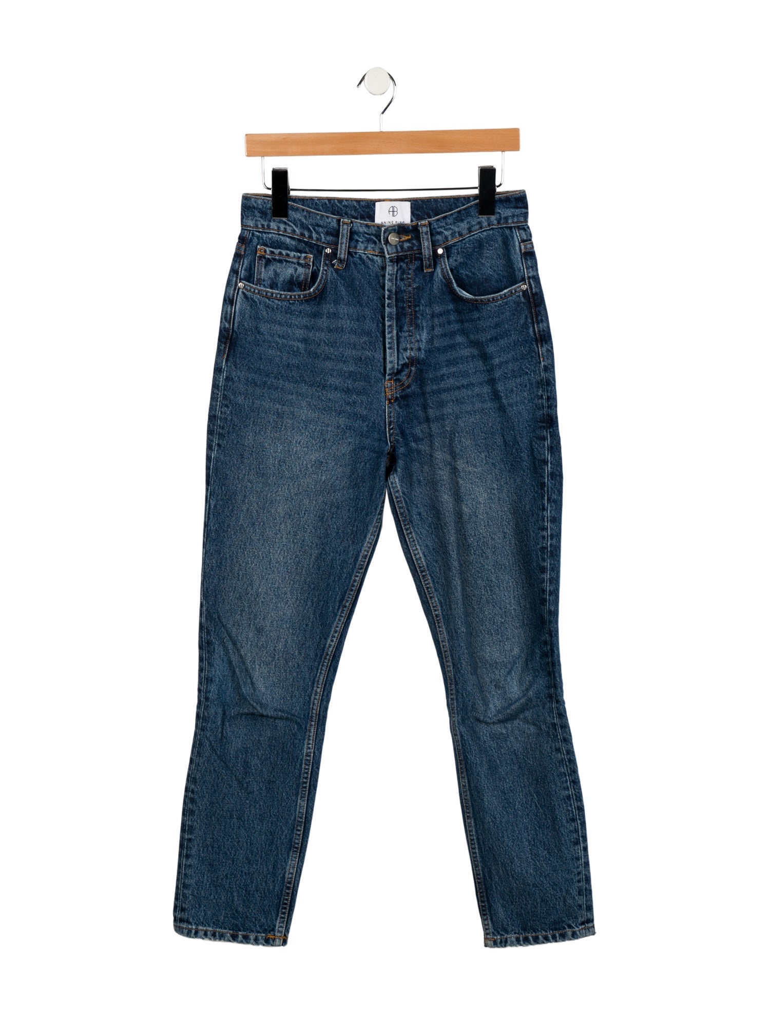 Anine Bing Mid-Rise Straight Leg Jeans