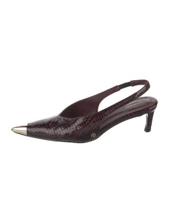 Anine Bing Patent Leather Animal Print Slingback Pumps