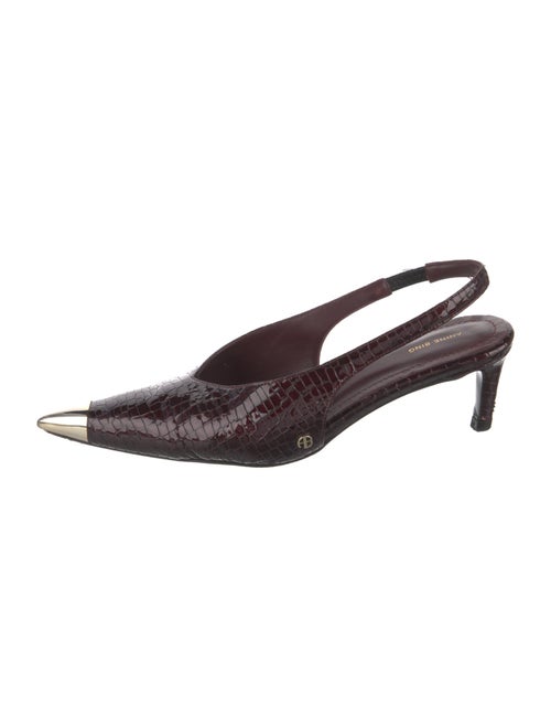 Anine Bing Patent Leather Animal Print Slingback Pumps
