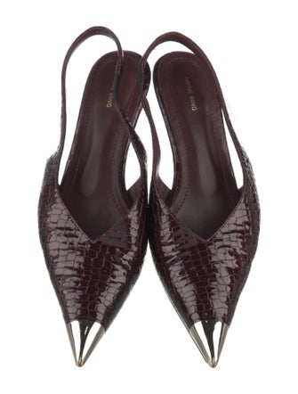 Anine Bing Patent Leather Animal Print Slingback Pumps