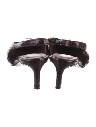 Anine Bing Patent Leather Animal Print Slingback Pumps