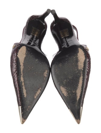 Anine Bing Patent Leather Animal Print Slingback Pumps