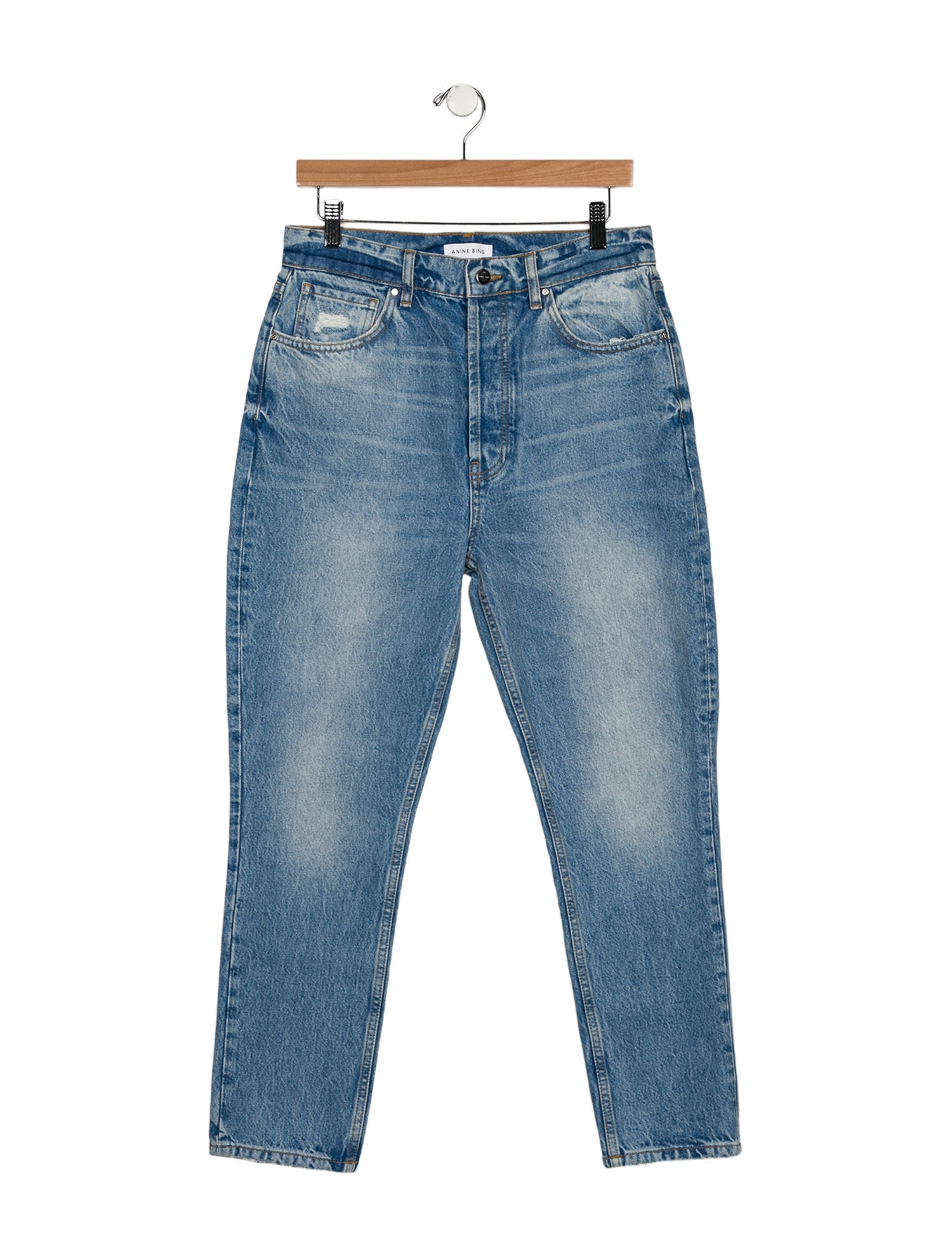 Anine Bing High-Rise Straight Leg Jeans