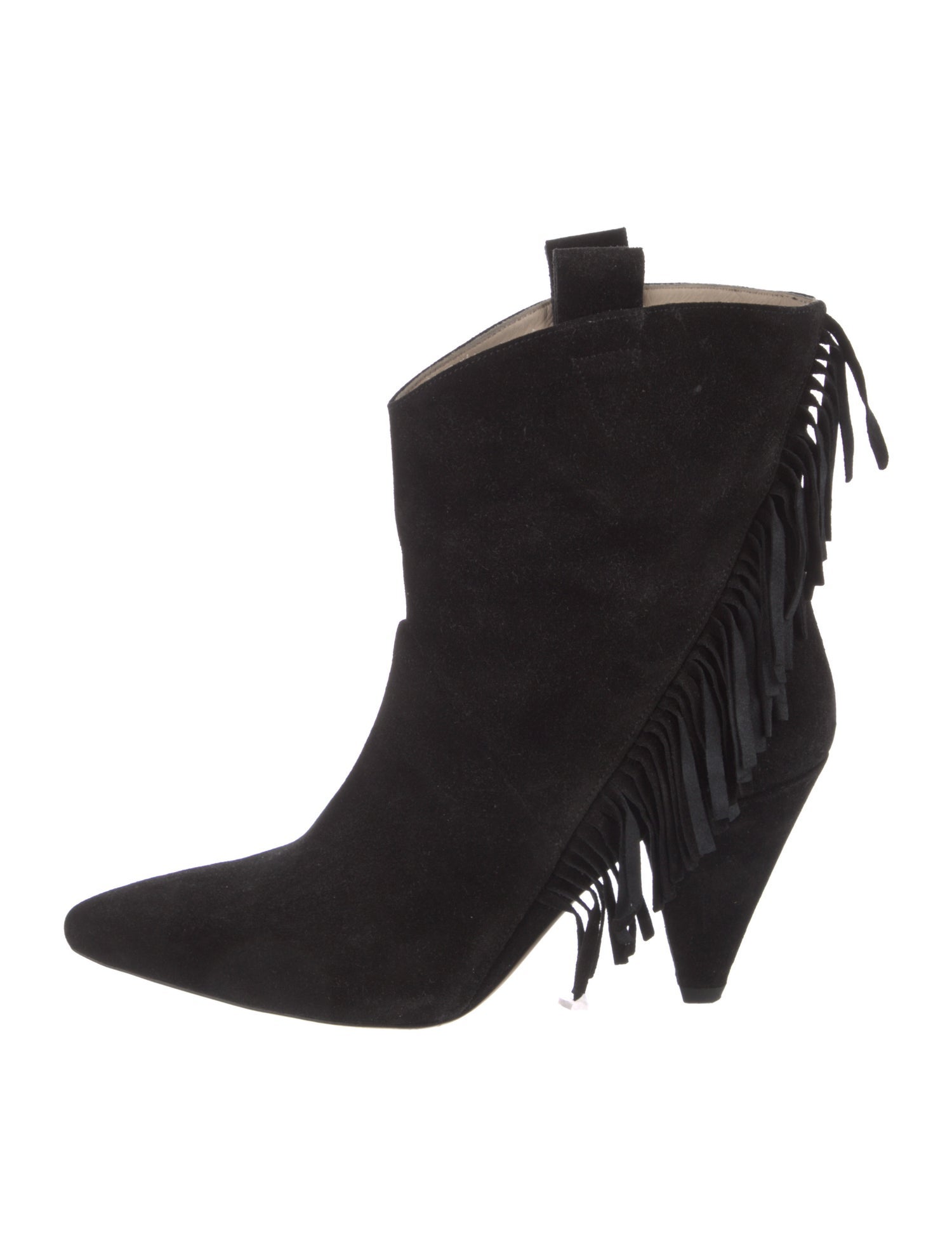 Anine Bing Suede Fringe Trim Accent Western Boots