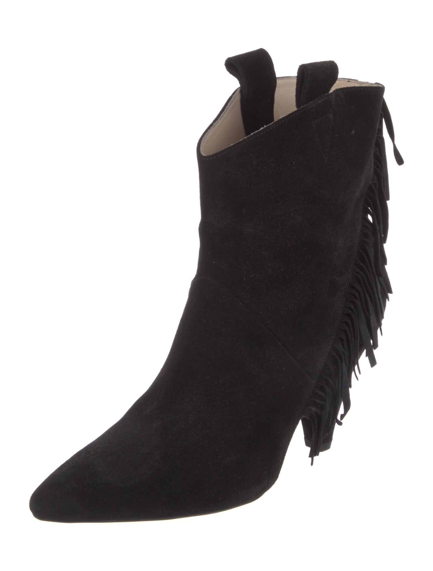 Anine Bing Suede Fringe Trim Accent Western Boots