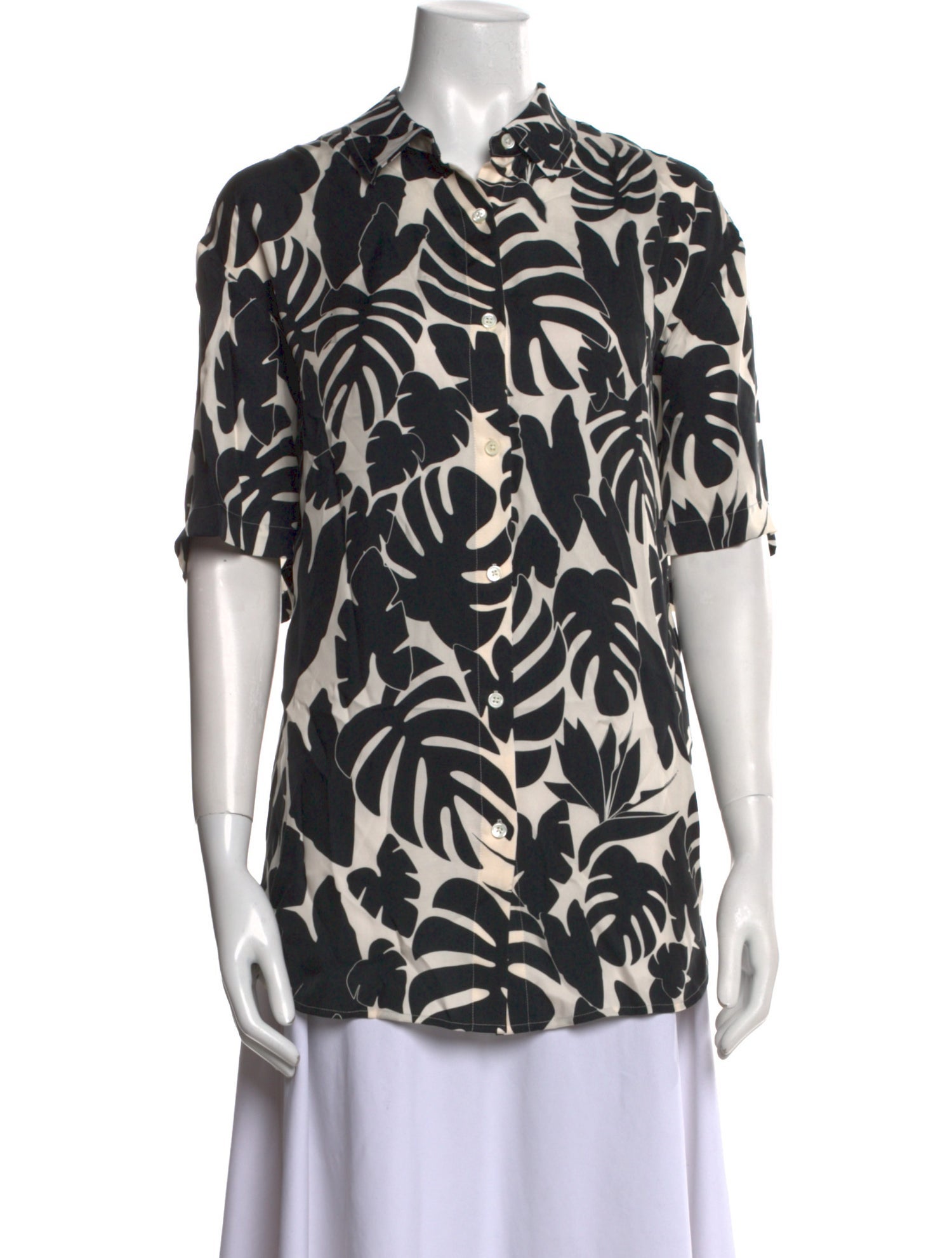 Anine Bing Printed Short Sleeve Button-Up Top