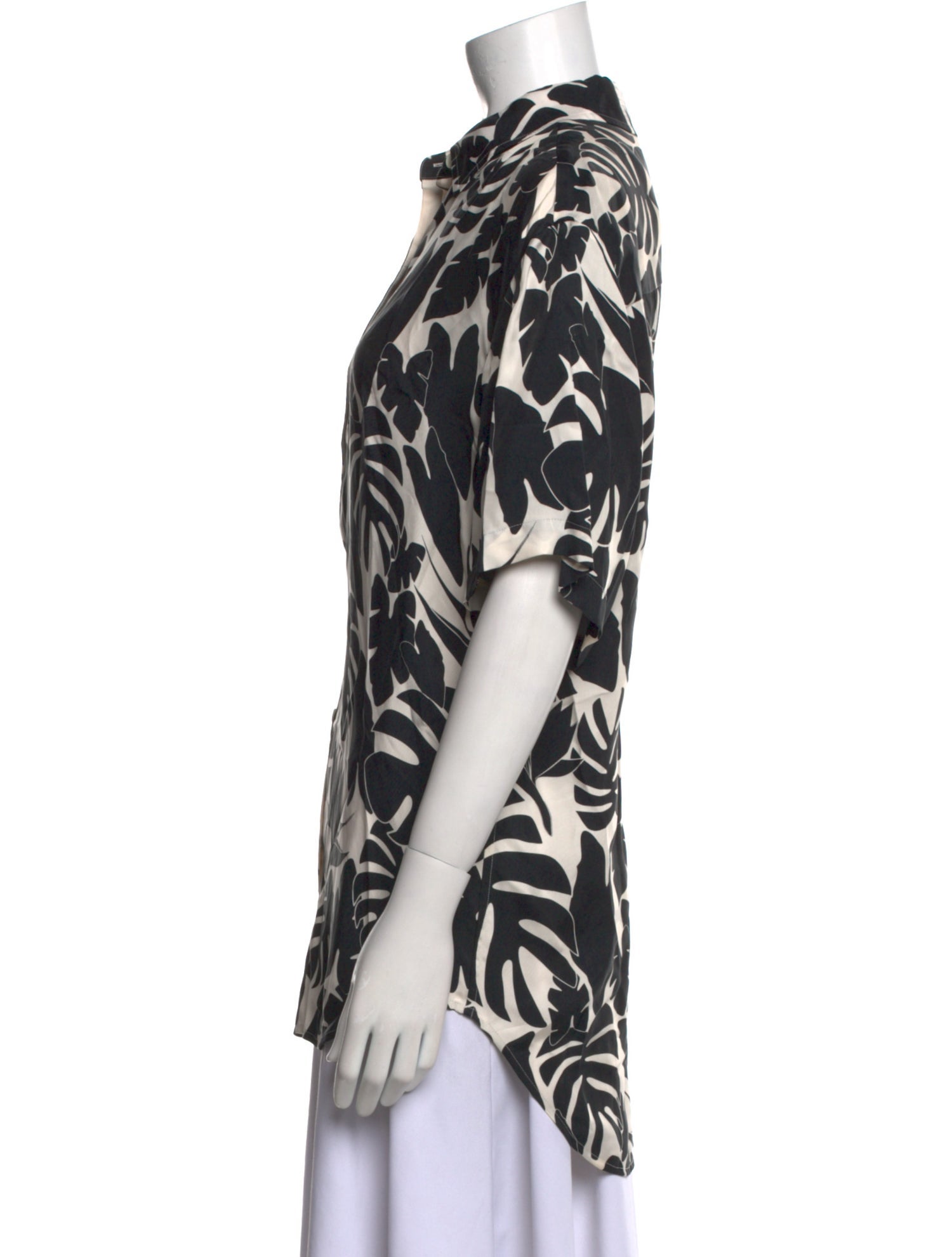 Anine Bing Printed Short Sleeve Button-Up Top