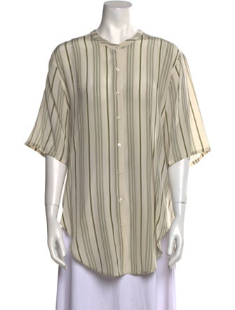 Anine Bing Silk Striped Button-Up Top