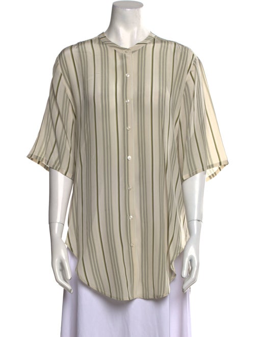 Anine Bing Silk Striped Button-Up Top