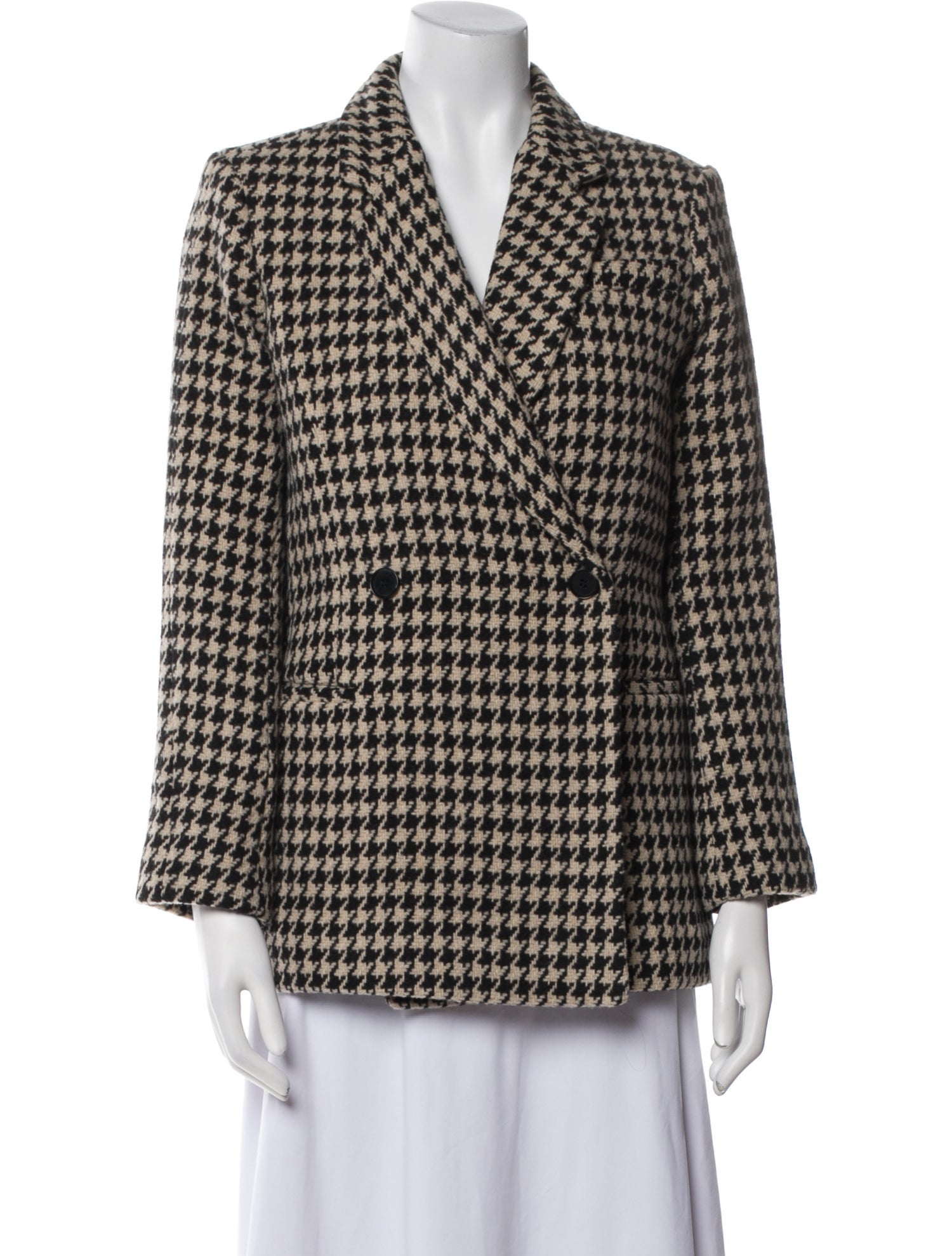 Anine Bing Wool Houndstooth Print Coat