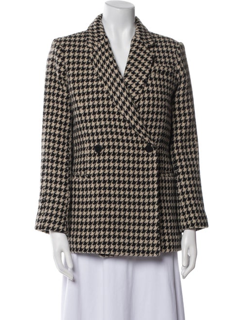 Anine Bing Wool Houndstooth Print Coat