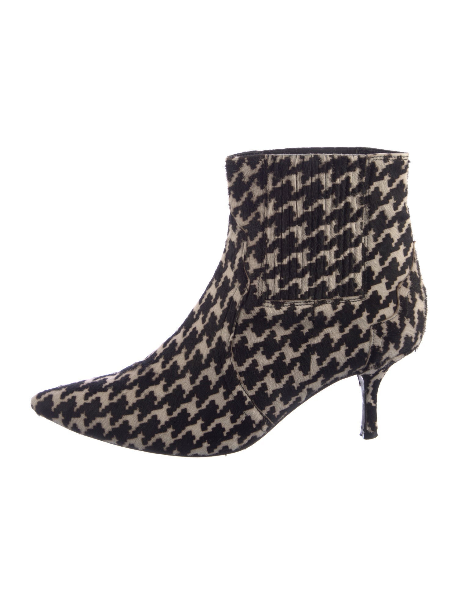 Anine Bing Calf Hair Houndstooth Print Boots