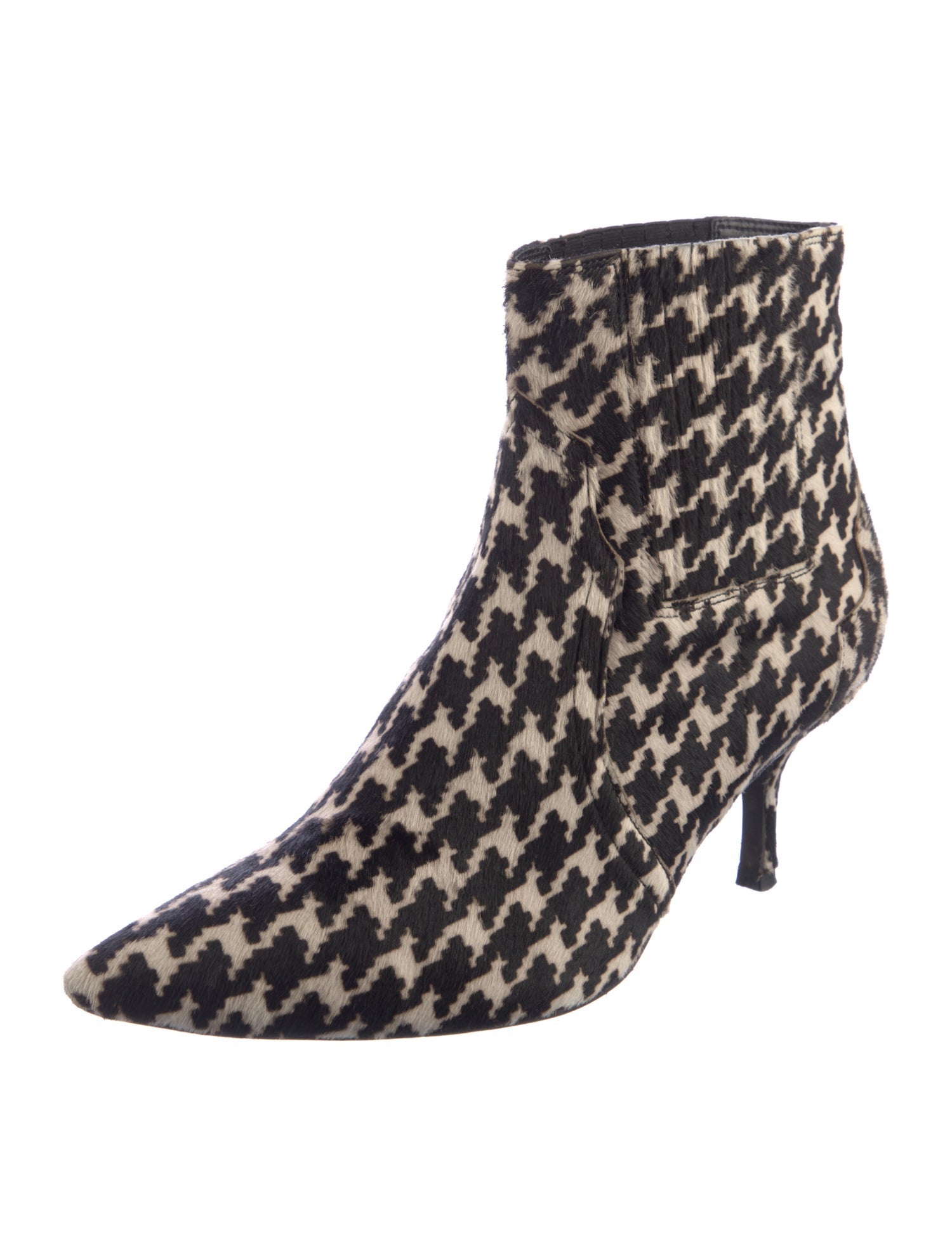 Anine Bing Calf Hair Houndstooth Print Boots