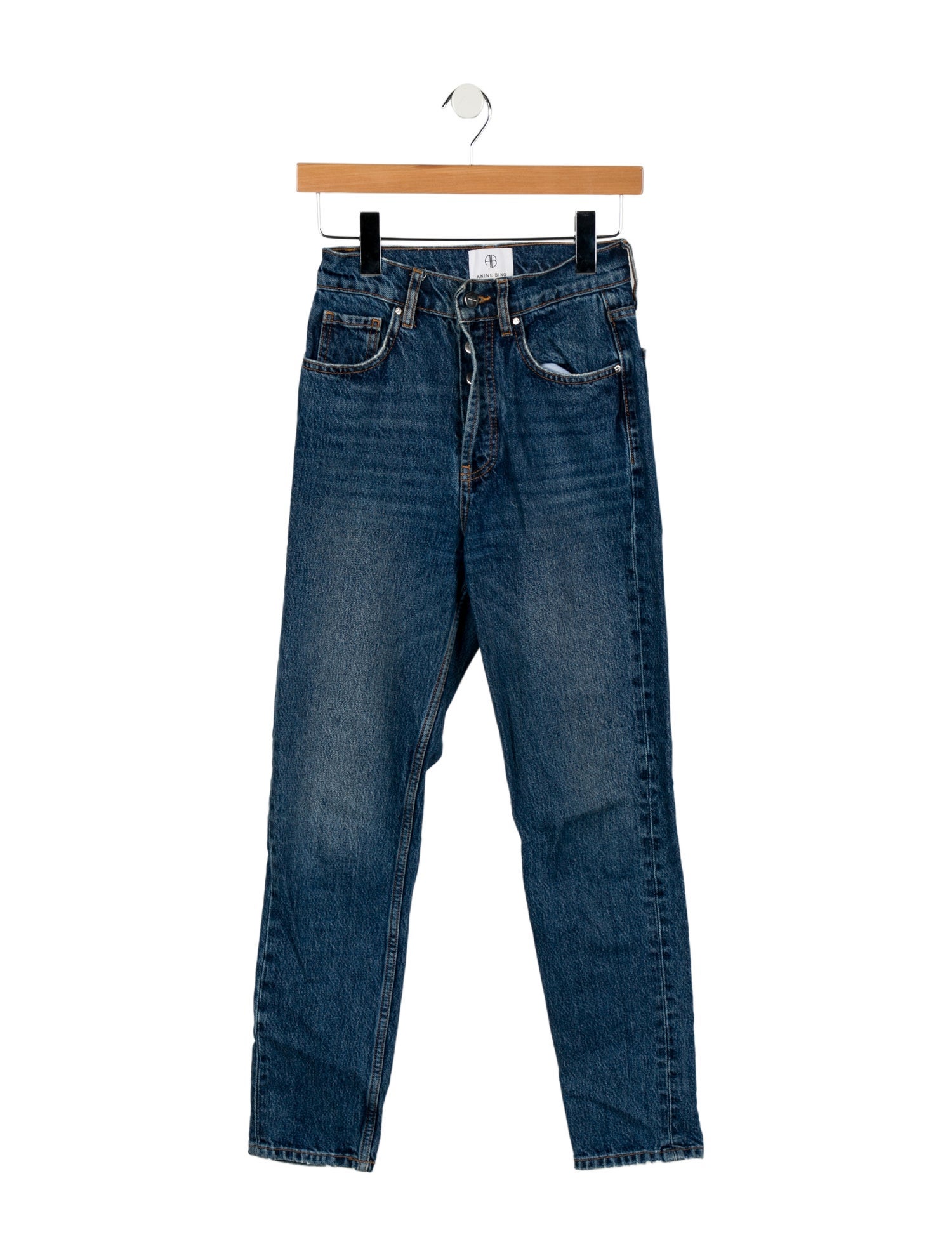 Anine Bing High-Rise Straight Leg Jeans