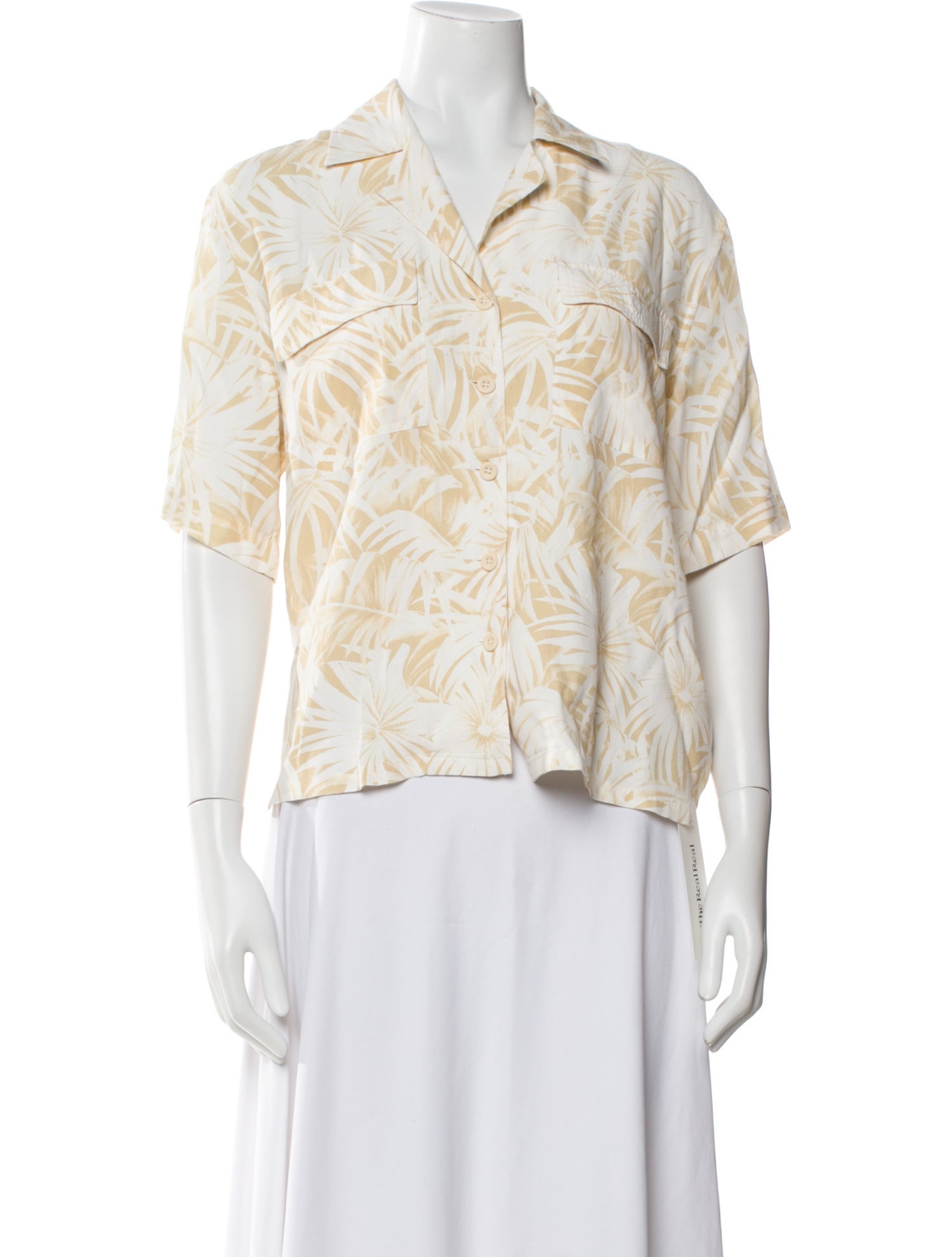 Anine Bing Printed Three-Quarter Sleeve Button-Up Top