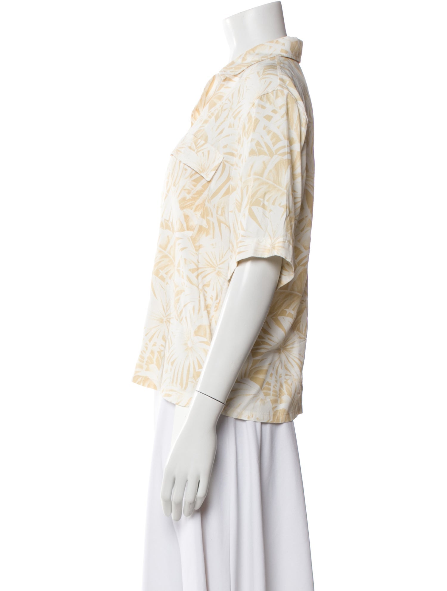 Anine Bing Printed Three-Quarter Sleeve Button-Up Top